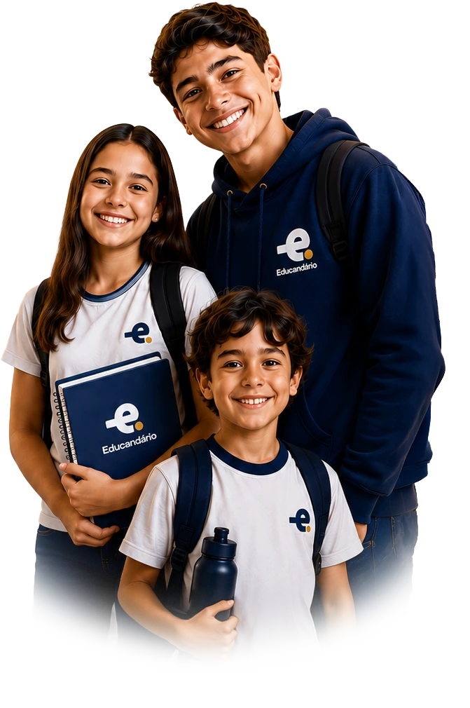Três alunos do Educandário representando o Prime Club